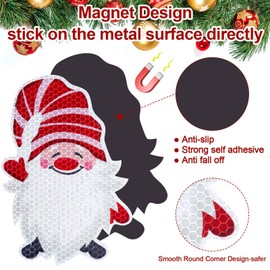 Hoolerry 35 Pcs Christmas Reflective Car Magnets Set Christmas Car Refrigerator Decorations Reflective Light Bulb Magnet Decorations Christmas Cruise Door Decorations Magnetic Car Magnets(Gnome)
