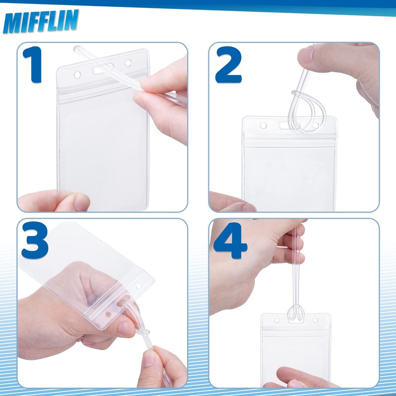 Mifflin-USA Luggage Tags with Transparent Loops (Clear, 10 Pack), Waterproof
