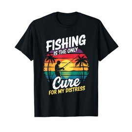 Retro Fishing Therapy Mental Health Stress Relief Fisherman T-Shirt