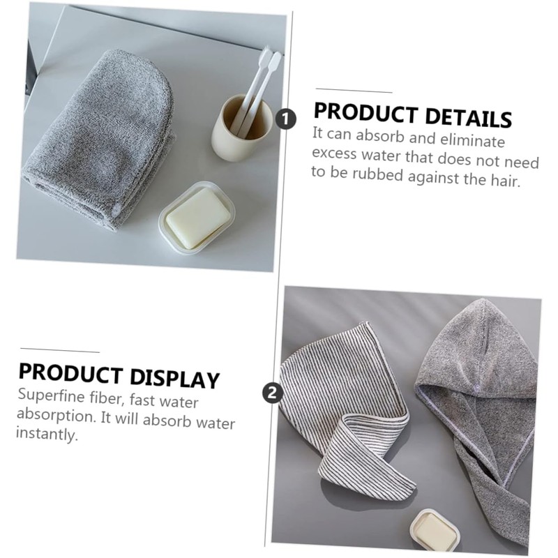 Angoily Gorro De Secado para Cabello 2 Piezas Toalla Absorbente