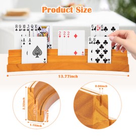 Playing Card Holders for Kids Adults Seniors, Set of 4 Curved Wood Cards Holders for Playing Cards, 3 Tiers, Hands Free Cards Holders for Family Card Game Night, Canasta, Bridge, Poker Parties