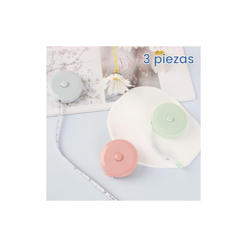 3 Pcs Cinta Medici?n, 150CM/60inch Legibilidad a Doble Cara