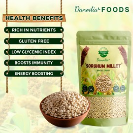 Danodia Foods Natural Unpolished White Sorghum Millet | Indian Millet Rich in Fiber Protein and Iron | Gluten free- 950 g