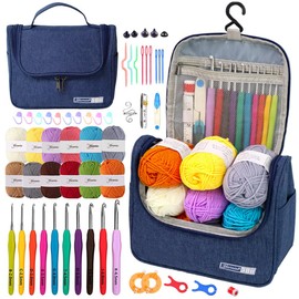 Knitiss Crochet Kits for Beginners, All in One Crochet Kits with 840 Yards Crochet Yarn, 10 Size Ergonomic Crochet Hooks 2.0mm~6.5mm