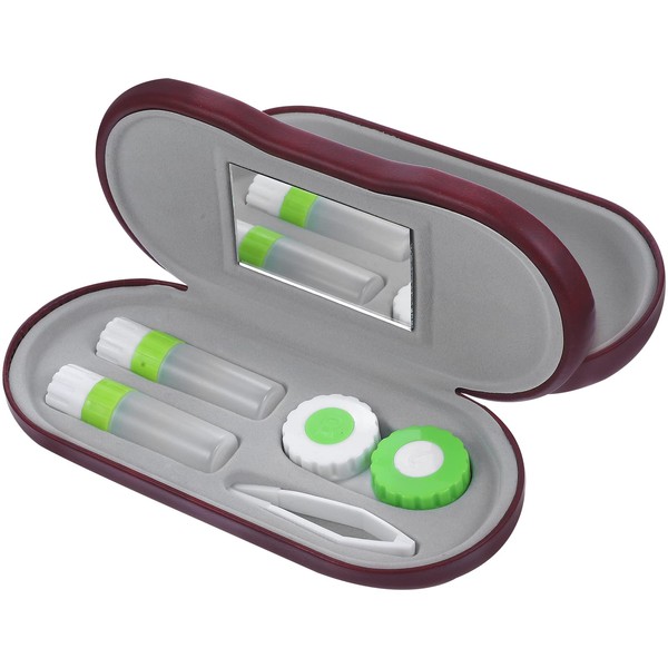 Lens Case and Glasses Case with Built-in Mirror, Tweezer and Solution Bottle - 2-in-1 Eyeglass and Lens Case Double Layer Portable Lens Box for Home Travel