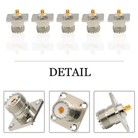SO239 Connector, Zovfam UHF SO239 Female Panel Chassis Mount Connector 4-Hole Jack Flange Solder Cup RF Coaxial Coax Adapter- 5 Pack