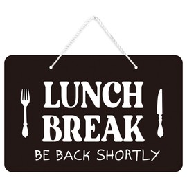 Lunch Break Sign, Out to Lunch, Be Back shortly Sign, Break Room Kitchen Office Store Coffee Shop Out to Dine Sign, Business Acrylic Sign Black and White, 12x7.8 inches
