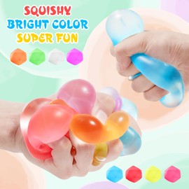 Fidget Toys Stress Balls for Kids 4 Pack, Ice Squishy Stress Cube-Diamond Malt Sugar Balls, Sensory Toys for Anxiety Stress Relief for Kids Adults, Fidgets for Classroom Prize Toys, Calming Toys