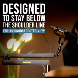 Shure by Gator Premium Low-Profile Desktop Mic Boom Stand; Fully Adjustable for Podcast, Streaming, and Home Office Setups (SH-BROADCAST2)