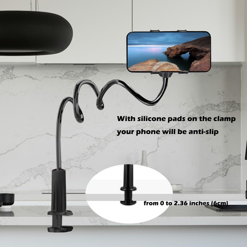 Selfdee Phone Holder for Bed, Gooseneck Clip Adjustable Phone Stand