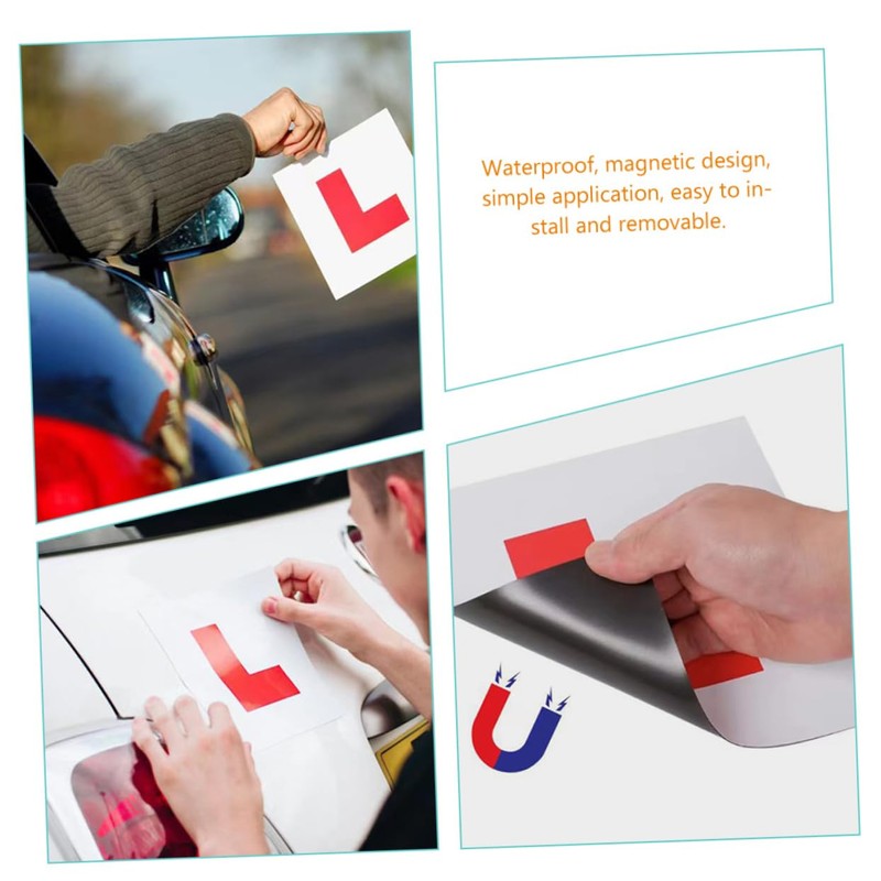 ABOOFAN 4pcs Car Magnets Red Learner Driver Signs Easy Stick
