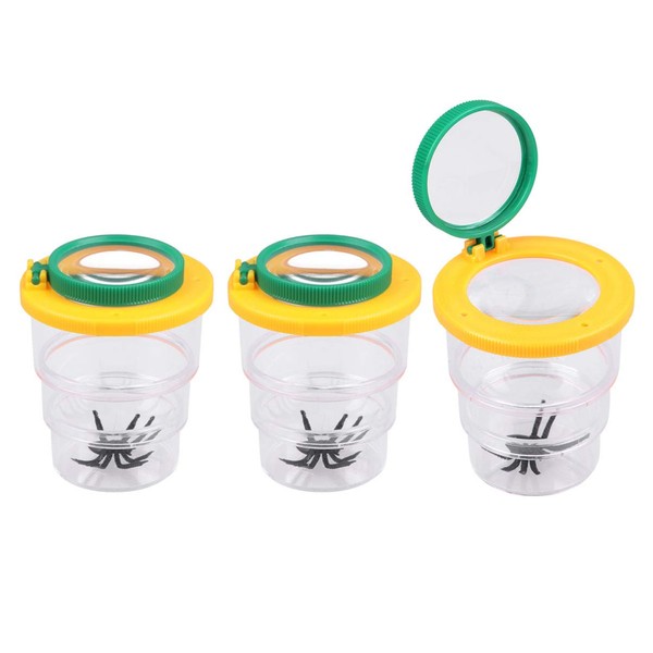 Toyvian 3PCS Bug Viewer, Portable Insect Observation Box Insect Cage Magnifying Bug Magnifier Container Bug Catcher Cage for Kids Science Nature Exploration Toys