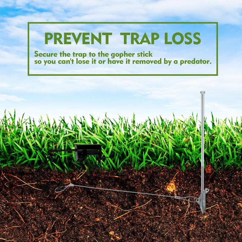 Qualirey Gopher Stick 3-in-1 Tool - Outdoor Gopher Tunnel Probe,
