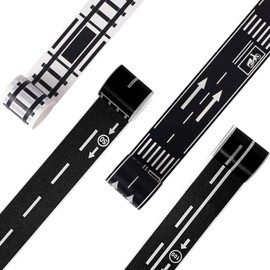 Wzenclave 4 Pieces Road Tape DIY Traffic Sign Set, Trains Railways Train Track Model Traffic Washi Tape Car Stickers Road Sticker Rolls for Arts, DIY Crafts, Journals, Planners, Scrapbook（5cm x 5m ）