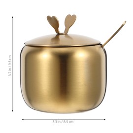 LABRIMP Stainless Steel Seasoning Box with Lid and Spoon Sugar Spice Bowl for Home Kitchen Elegant Condiment Canister Multipurpose Salt Pepper Holder Gold
