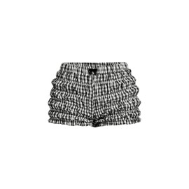 SOLY HUX Women's Ruffle Shorts Plaid Y2k Lace Bloomers Elastic Waist Frill Bottoms Gingham Micro Boyshorts Black and White Plaid Medium