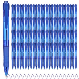 deegtran Pens Bulk, 100 Pack No Bleed Blue Ink Click Pens with Soft Grip, Wholesale Retractable Ballpoint Pens for Office School, Medium Point Smooth 1.0MM