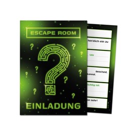 12 Invitation Cards Children's Birthday Escape Room Girls Boys Boys Cool Invitations Birthday Children Boys Birthday Girl Birthday Detective Children's Party Birthday Invitations Green