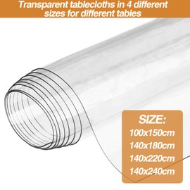 CEWROM Transparent Tablecloth, Transparent Table Film, Transparent Table Film, 0.13 mm Crystal Clear Film, Table Protector, Waterproof, Washable, PVC Film, Table Protector for Wedding (140 x 240 cm)