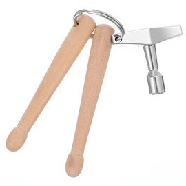 Mini Natural Wood Drumsticks Key Chains with Drum Key, Drum Keys for Tuning Drums, Percussion Keychain Rings, Universal Stainless Steel Drums Tuner Kit, Novelty Gift for Drummers