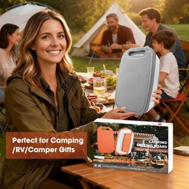 Gintan Camping Cutting Board, 9-in-1 Collapsible Chopping Board with Colander, Outdoor-Kitchen Vegetable Washing Basket for Campers, Camping Gifts Camping Accessories for RV Campers (Gray)