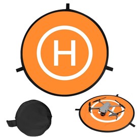 Drone Landing Pad, Drone Landing Pad, Foldable Landing Pads, Drone Landing Pad Accessories, Foldable Landing Platform, Orange, Single-Sided, Diameter 55 cm, with 1 Storage Bag and 3 Ground Pegs