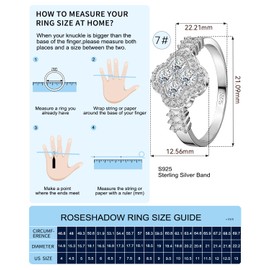 RoseShadow Sterling Silver Moissanite Clover Rings for Women Lucky Rings