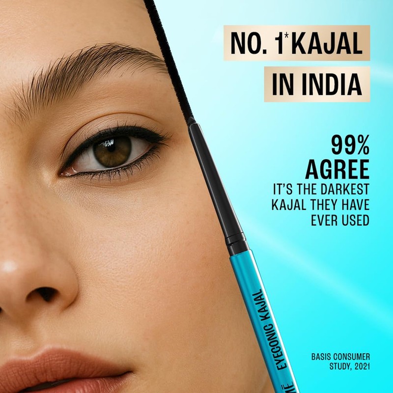 Lakme Eyeconic Kajal, Deep Black, 0.35g