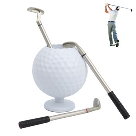 BestYiJo Juego de bolígrafos de Golf, Pluma Divertida, 3 bolígrafos con portabolígrafos con Forma de Pelota de Golf, Golf Mini Set de bolígrafos para golfistas, Regalo