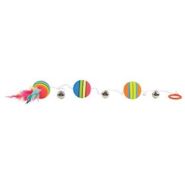 Trixie Rainbow Foam Balls on An Elastic Band, 80 x 3.5 cm, Pack of 4