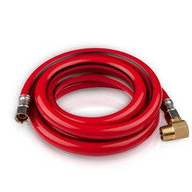 1-Pack HeSun 6 Feet Red PVC Dishwasher Hose, 3/8" Comp x Comp Water Supply Line, with Attached 90 Degree 3/8" MIP Elbow (6 Ft)