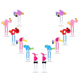 SNCCJ Cute Bookmark, 12 Pcs Unique Lovely Animal Paper Clips Bookmarks for Students Reading Office (Flamingos)