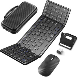 JPHTEK Full-Size Keyboard Mouse Combo for Travel, Black