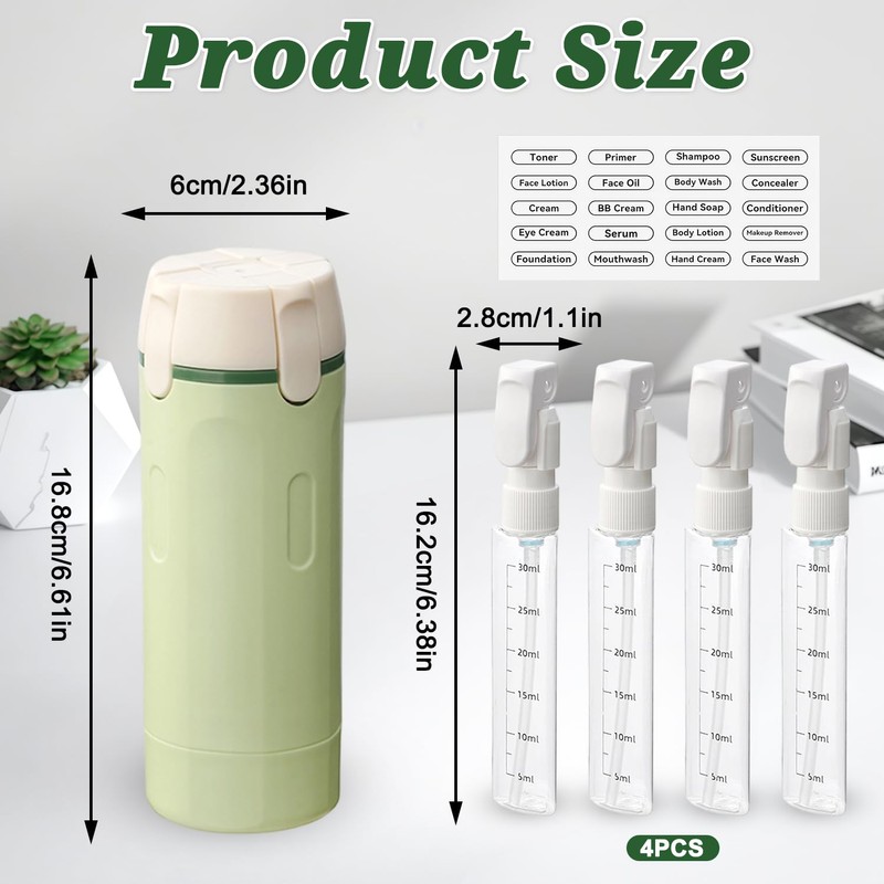 Set di flaconi dispenser da viaggio 4 in 1, Dispenser