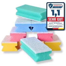 Walfinus Premium XXL Set of 8 Scratch-Free Washing Up Sponges, Cleaning Sponge, Kitchen Sponge, Double-Sided, Scouring Pad, Scourer, Washable -60 Degrees, 15 x 7 x 4 cm for Reuse