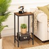 HOOBRO Tall Side Table, Industrial End Telephone Table with Adjustable