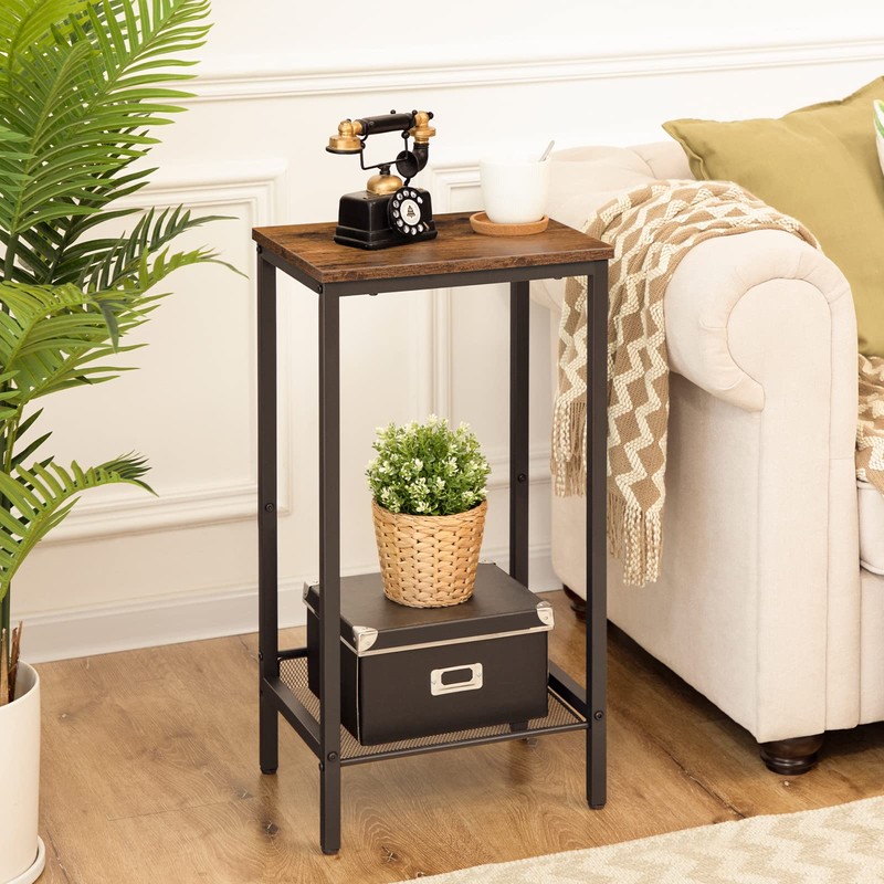 HOOBRO Tall Side Table, Industrial End Telephone Table with Adjustable