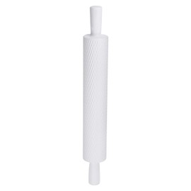 sourcing map Pattern Embossed Rolling Pin 14.57" x 1.97" Rhombus 3D Pattern PP Plastic Non-Stick Embossing Textured Rolling Pins for Baking Cookie Fondant Pastry Clay Dough, White
