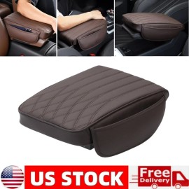 Unbranded Car Center Console Cover PU Leather Car Armrest Cover Cushion with Storage Bags