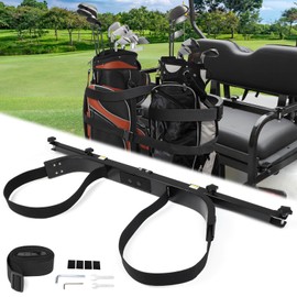 Golf Cart Bag Holder Bracket Attachment for Most 2+2 Golf Cart Rear Seat with 1 Inch Square Tube, No Drilling Golf Cart Bag Attachment Adjustable for EZGO Club Car Yamaha Golf Carts, Metal/Stable