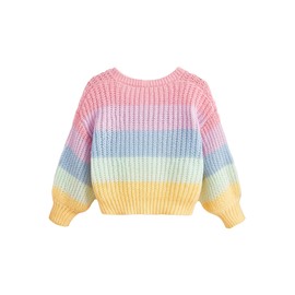 GORGLITTER Girl's Button Down Colorful Cardigan Open Front Knit Cute Long Sleeve Sweater Fall Fashion Trendy 2025 Pink 5T