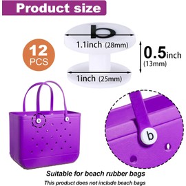 12 pack letter B replacement button for swamp bag, rubber pool bag rivet buckle Repair accessories White rubber button QQ repair accessories for Women Girls Beach Pool tote bag
