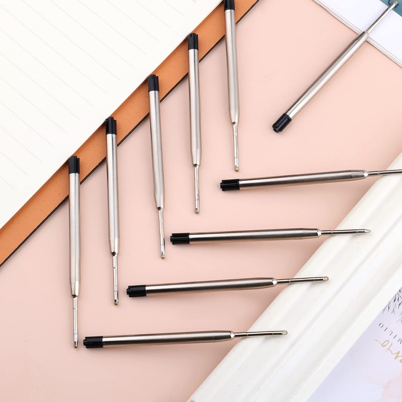 AIEX 12 Pcs Replaceable Ballpoint Pen Refills, Metal Pen Refill