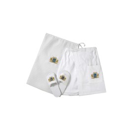 Baroque Royal Men’s Spa Towel Waffle Wrap & Bag Set With Slippers Bath Shower Swimming New