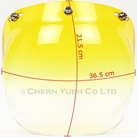 Yellow Gradient Wide Bubble Shield for Jet Helmets