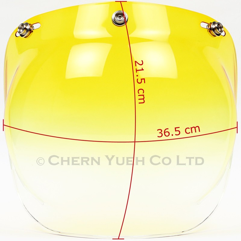 Yellow Gradient Wide Bubble Shield for Jet Helmets