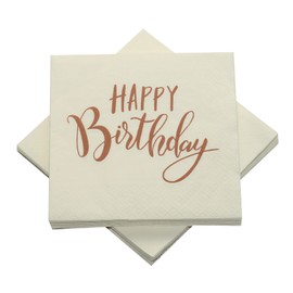 20 Napkins Happy Birthday 33 x 33 cm (Cream/Copper)