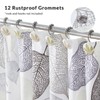 GASIYU Grey Hollow Leaf Shower Curtain, Minimalist White Botanical Foliage