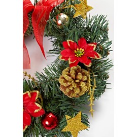 Heitmann Deco - Christmas Wreath - Door Wreath - Wall Wreath - Decorated Wreath Made of Pine Branches - Green, Red, Gold
