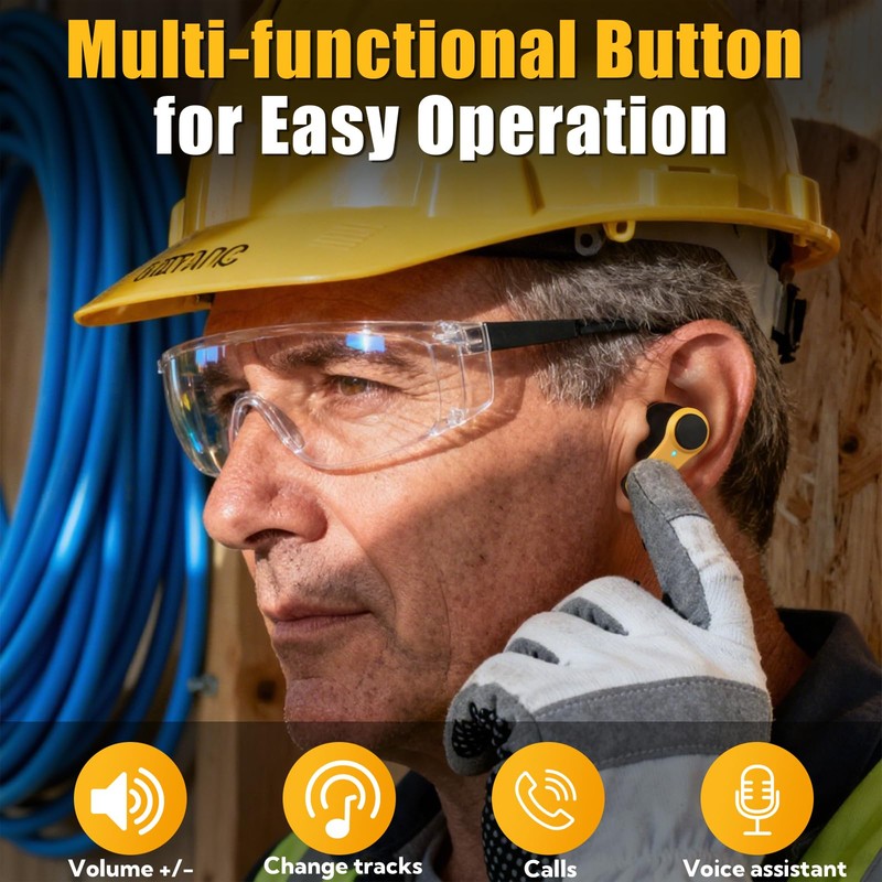 ToolFun Bluetooth 6.0 Jobsite Earbuds, Heavy Duty True Wireless Ear